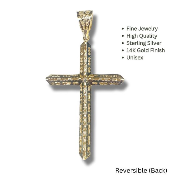 Women's Gold Cross 14K Gold Medium Silver Cross Unisex - Picture 10 of 10